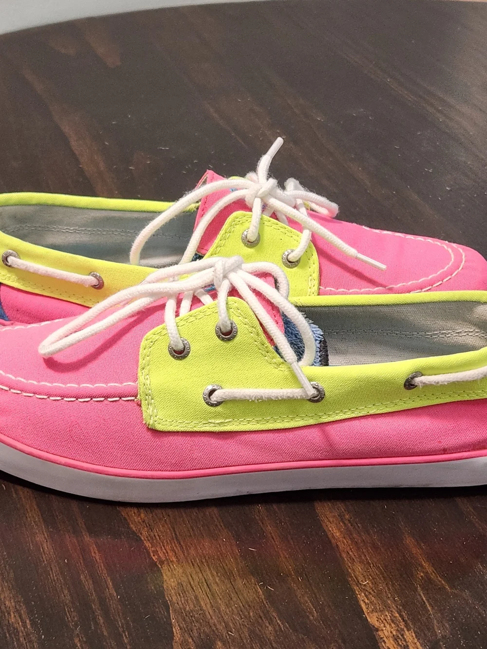 Polo Ralph Lauren Men Sander Canvas Deck Boat Shoes Neon Pink /Yellow US7/EU40
